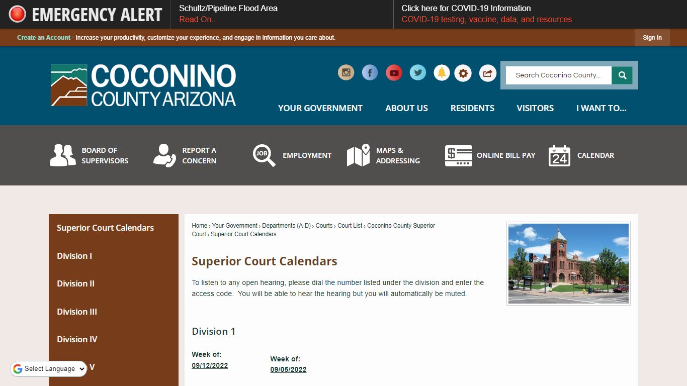 Superior Court Calendars | Coconino